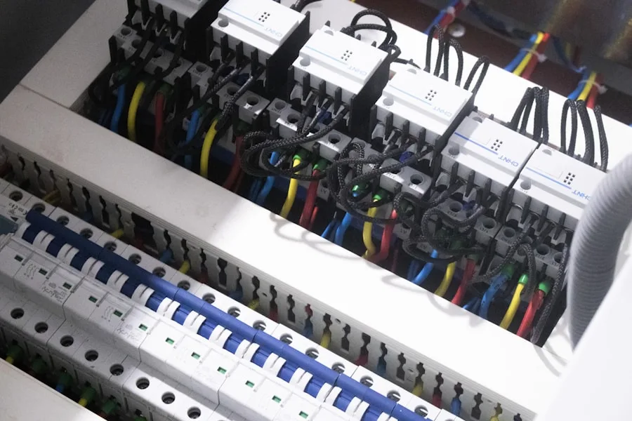 Professional electrical wiring work inside panel